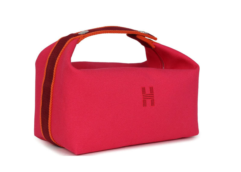 Hermes Canvas Large Bride-A-Brac Pouch Hibiscus