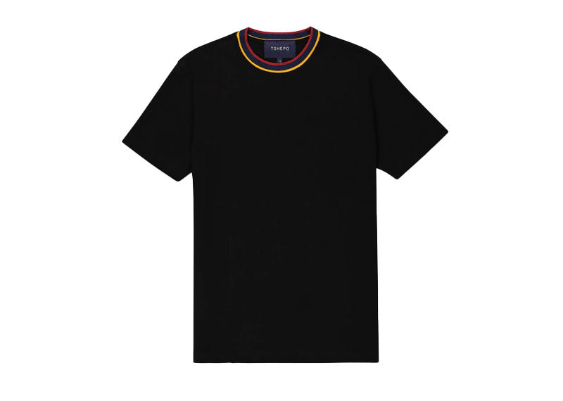 TSHEPO Flag Rib Neckline T-Shirt Black
