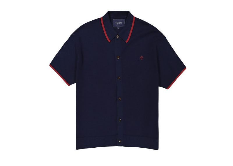 TSHEPO Tipped Knit OS Polo Navy