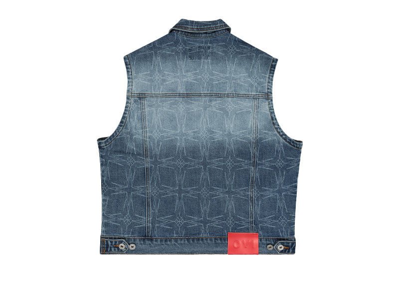 TSHEPO OVI Monogram Denim Waistcoat Light Blue