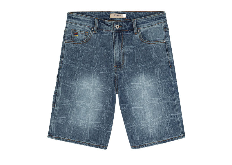 TSHEPO OVI Monogram Denim Shorts Light Blue