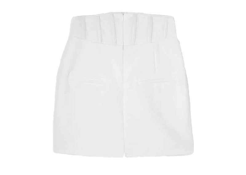 Maniere De Voir Mesh Waist Corset Mini Skirt Off-White
