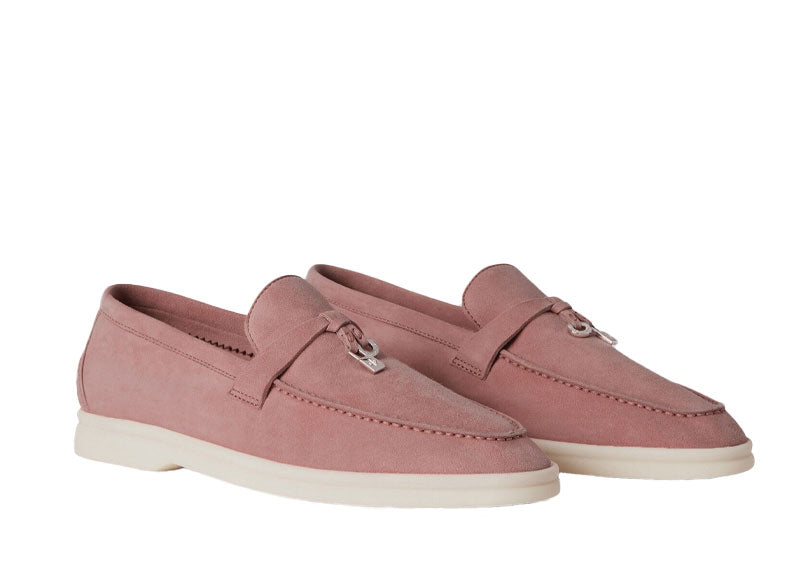 Loro Piana Summer Charms Walk Loafer Suede Flowering Cherry