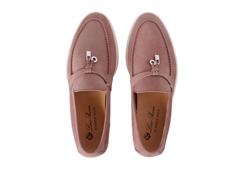 Loro Piana Summer Charms Walk Loafer Suede Flowering Cherry