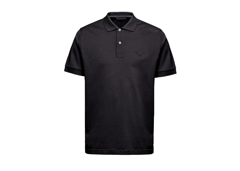 Prada Cotton Pique Polo Shirt Black
