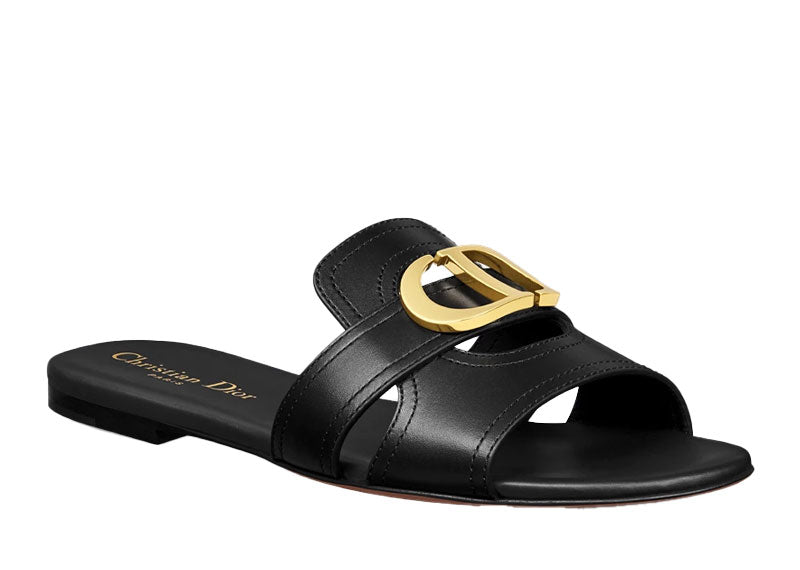 Dior 30 Montaigne Slide Black Calfskin