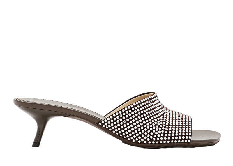 Loewe Petal Kitten Heel Rhinestone Brown