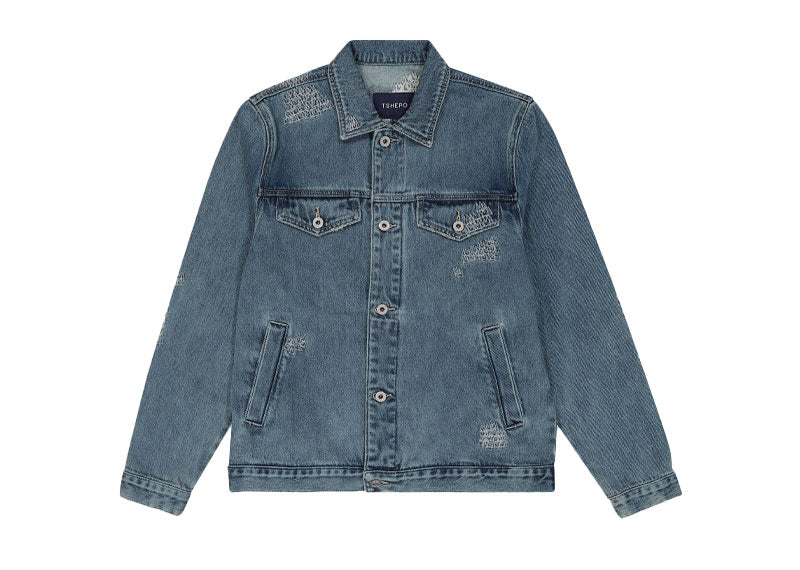 TSHEPO Crown Embroidery Trucker Jacket Blue Wash