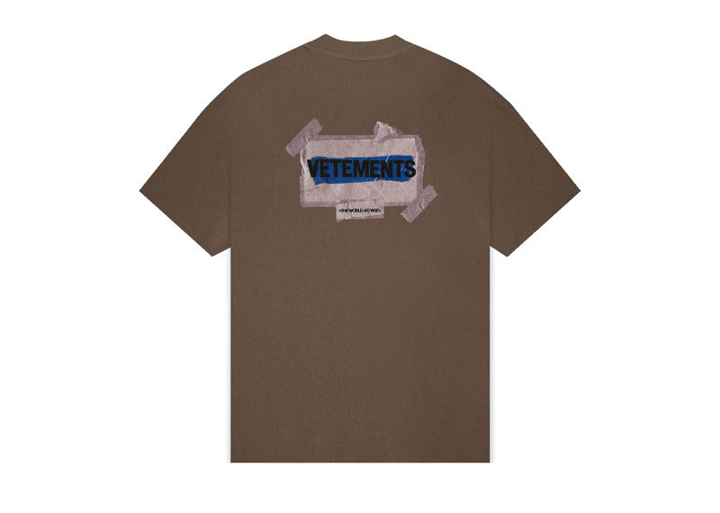 Vetements One World No War T-Shirt Brown