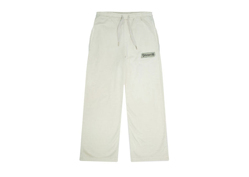 Vetements Blackletter Logo Wide Leg Sweatpants Cream