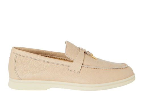 Loro Piana Summer Charms Walk Loafers Deerskin Natural Light Camel