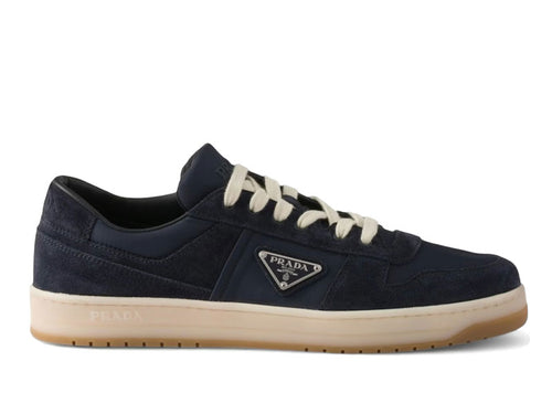 Prada Downtown Low Top Re-nylon Suede Sneakers Blue