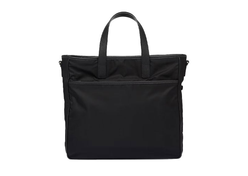 Prada Re-Nylon Saffiano Leather Tote Bag Black