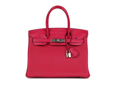 Hermes Birkin 30 Touch Framboise Crocodile Palladium Hardware