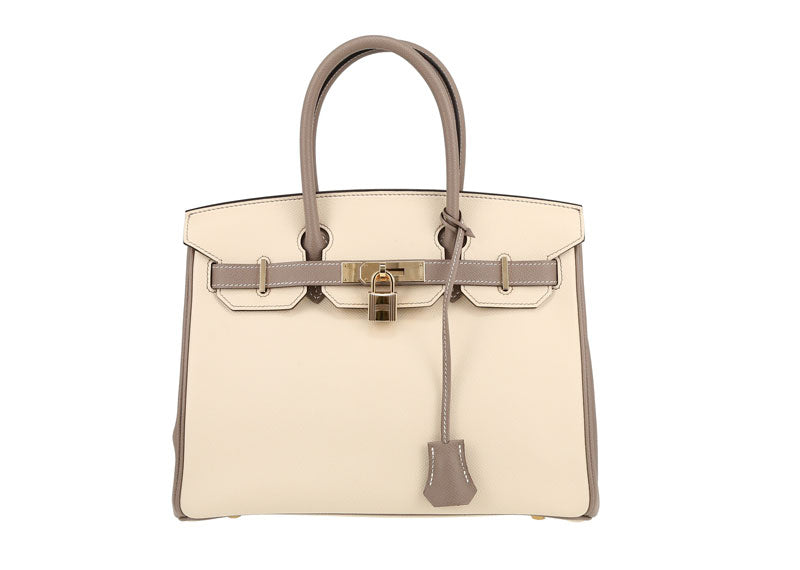 Hermes Birkin 25 Craie / Gris Asphalte Gold Hardware