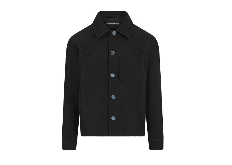 Maniere De Voir Twill Pocket Cropped Shirt Black