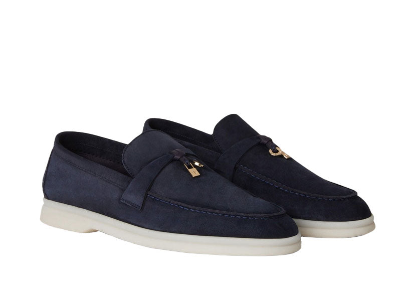 Loro Piana Summer Charms Walk Loafer Suede Argo Blue Melange