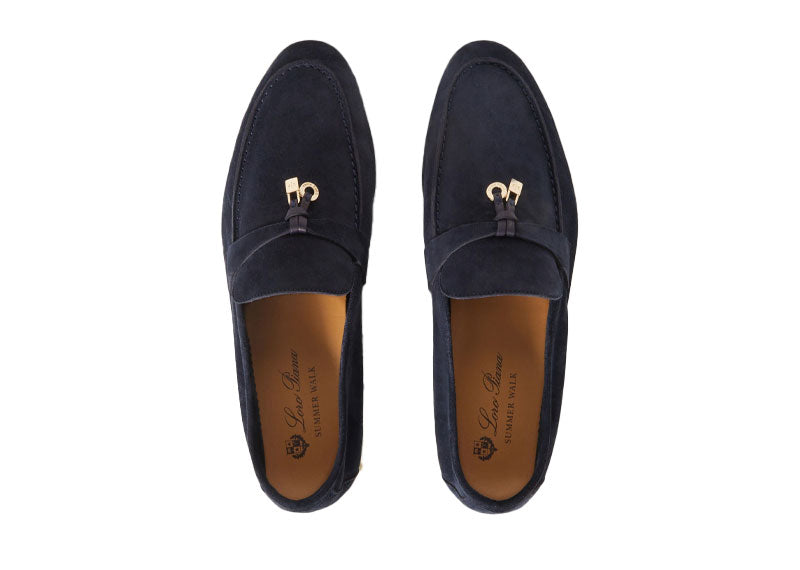 Loro Piana Summer Charms Walk Loafer Suede Argo Blue Melange