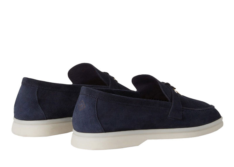 Loro Piana Summer Charms Walk Loafer Suede Argo Blue Melange
