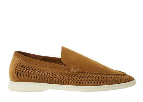 Loro Piana Summer Walk Loafer Woven Suede Tan