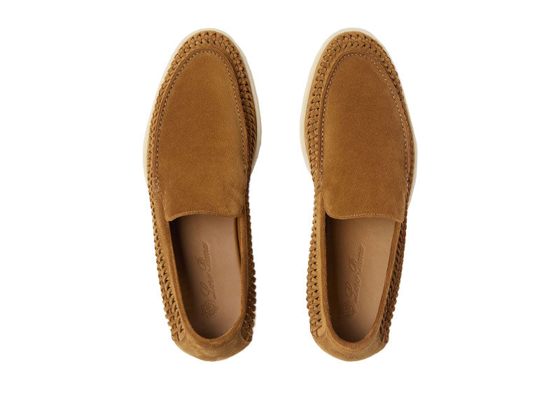 Loro Piana Summer Walk Loafer Woven Suede Tan