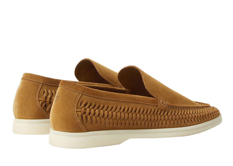 Loro Piana Summer Walk Loafer Woven Suede Tan