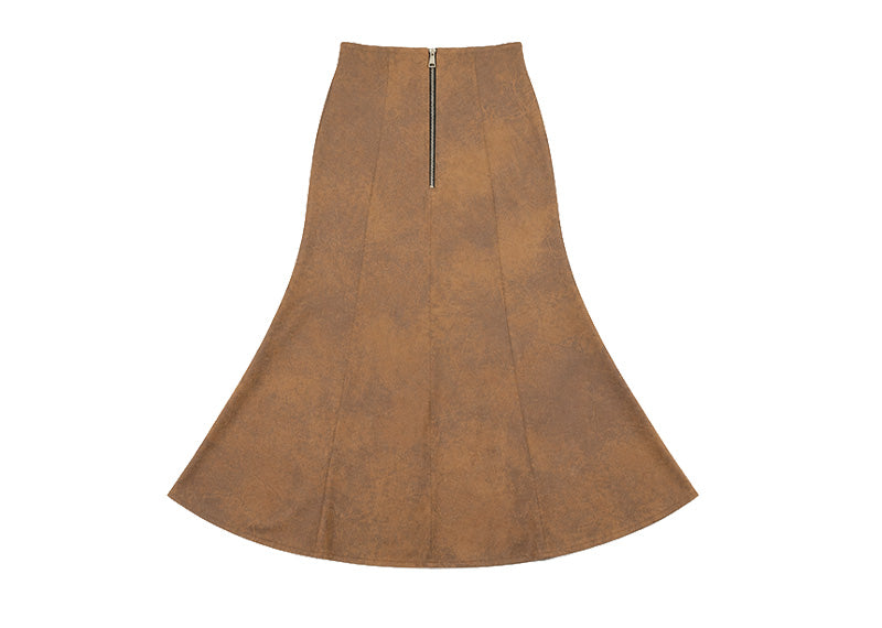 Diane Paris Sirene Brown Suede Long Skirt
