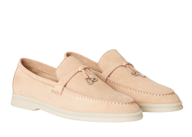 Loro Piana Summer Charms Walk Loafer Suede Pink Sand