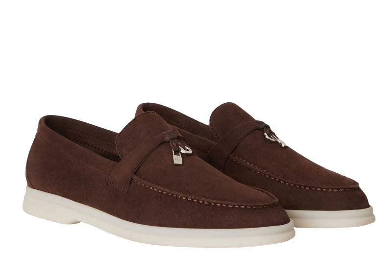Loro Piana Summer Charms Walk Loafer Suede Chocolate
