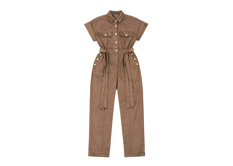 Diane Paris Utility Long Jumpsuit Brown