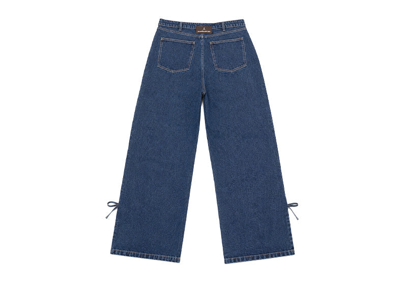 Maniere De Voir Van Wide Mid Rise Baggy Jeans Indigo