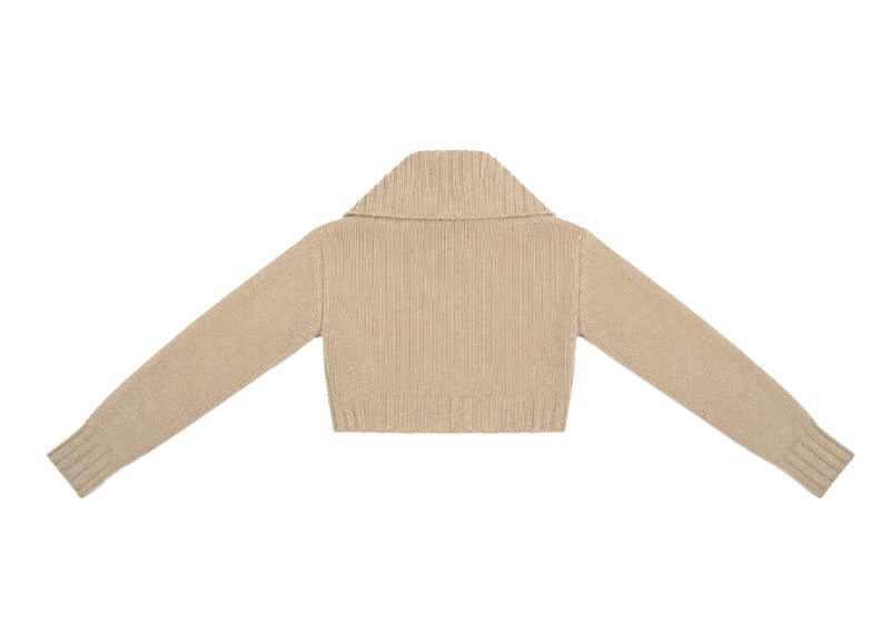 Maniere De Voir Emya 2-In-1 Knit Shrug With Twisted Bandeau Top Taupe