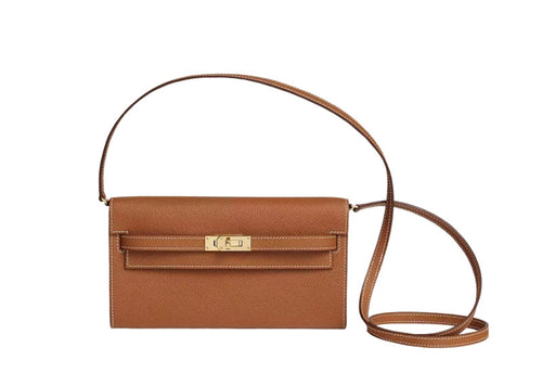 Hermes Kelly Classic To Go Wallet In Epsom Calfskin Leather Gold Hardware