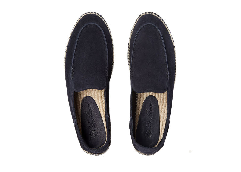 Loro Piana Seaside Walk Espadrille Suede Dark Blue Abyss