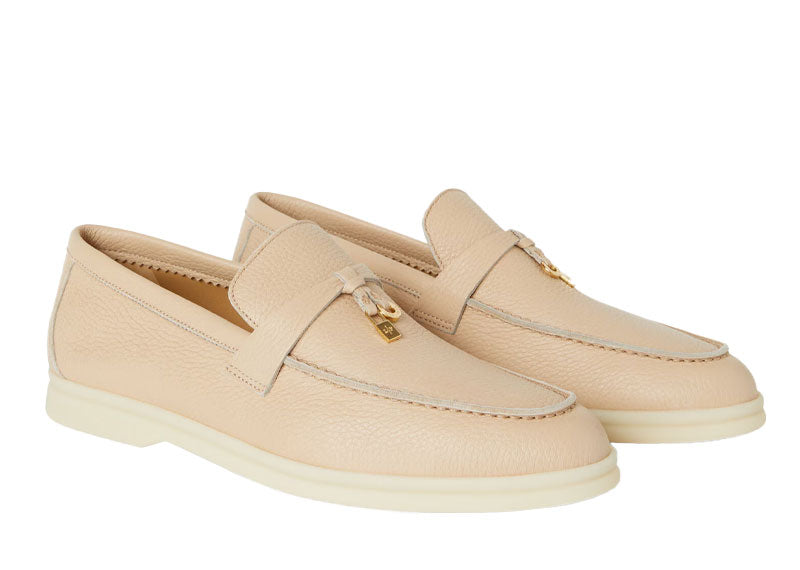 Loro Piana Summer Charms Walk Loafers Deerskin Natural Light Camel
