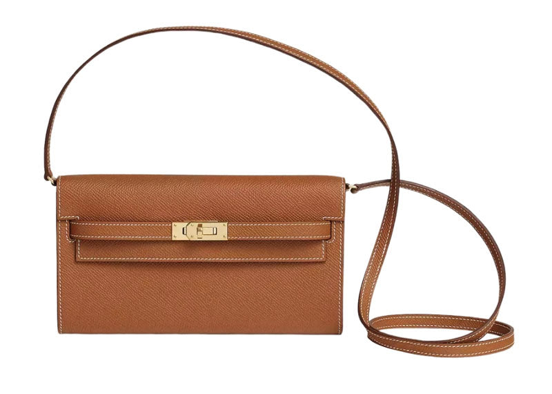 Hermes Kelly Classic To Go Wallet In Epsom Calfskin Leather Gold Hardware