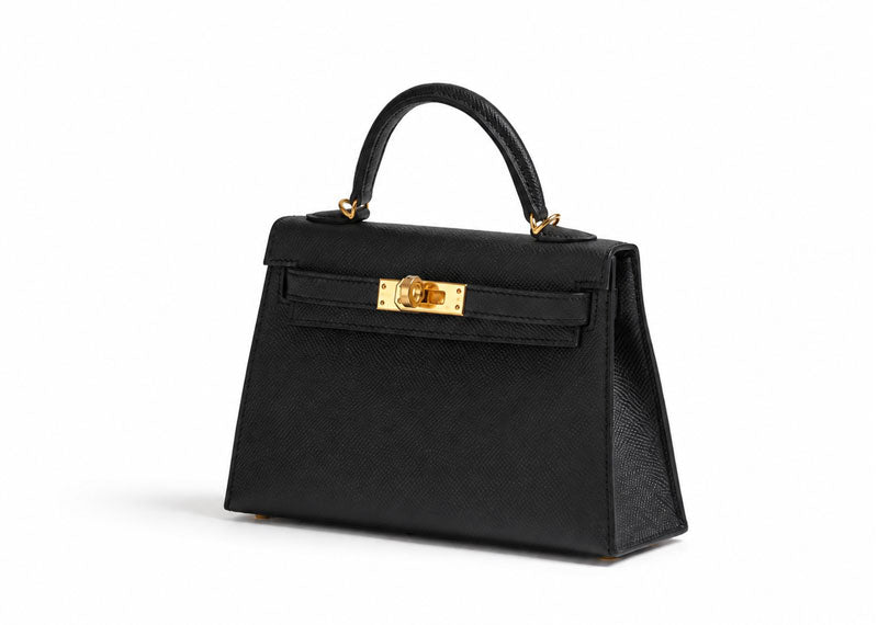 Hermes Mini Kelly Black Epsom Leather Gold Hardware