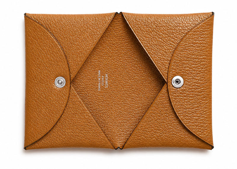 Hermes Card Holder Calvi Epsom Gold