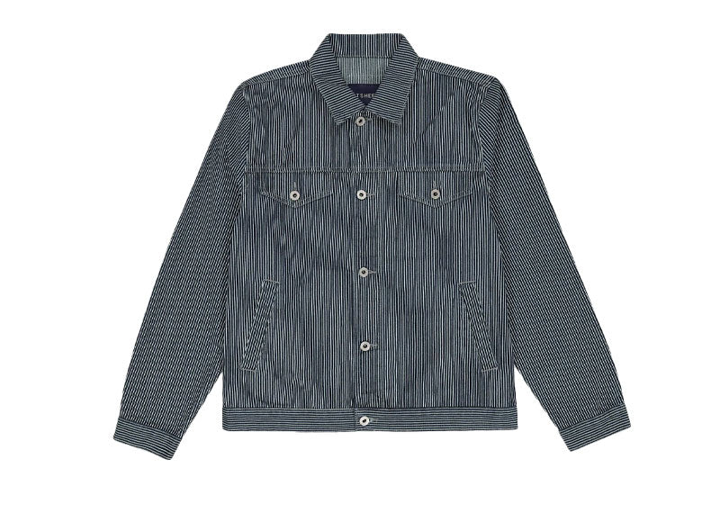 TSHEPO Hickory Striped Denim Trucker Jacket Blue