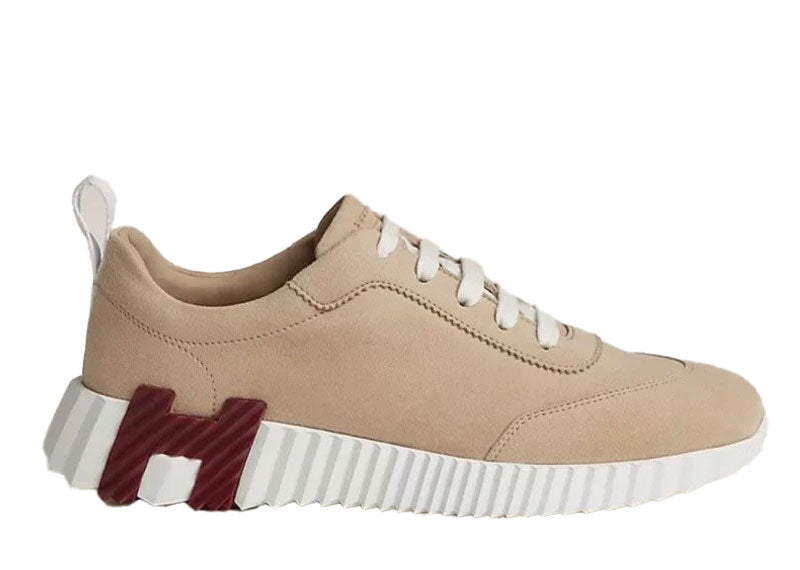 Hermes Bouncing Sneaker Suede Beige Burgundy