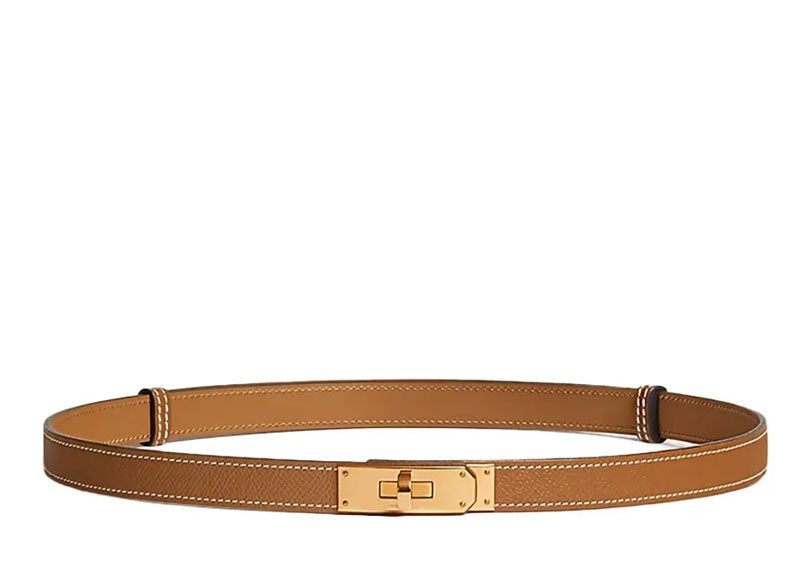 Hermes Kelly 18 Buckle Belt Brown Gold Hardware