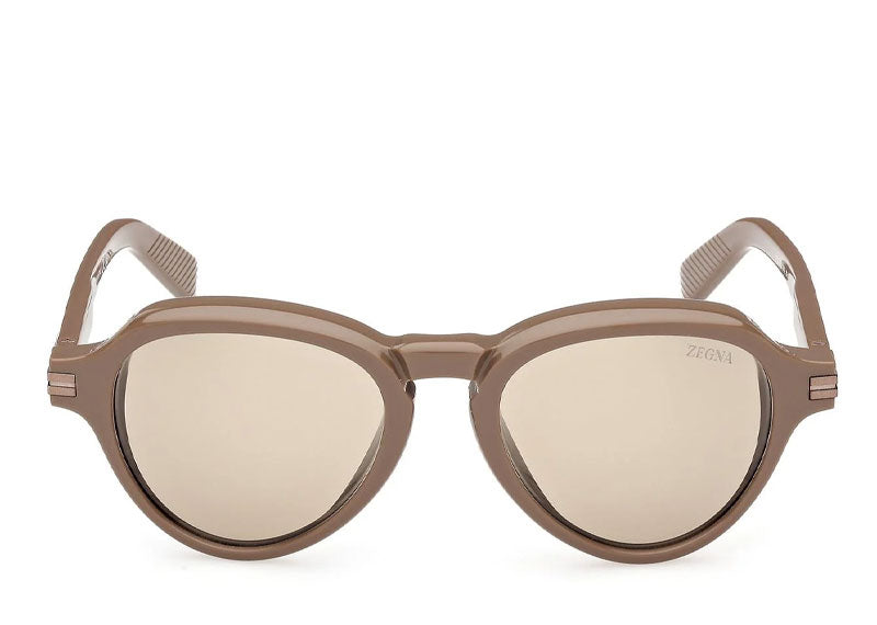 Zegna Pilot Sunglasses Shiny Light Brown
