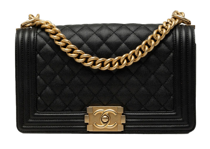 Chanel Medium Quilted Caviar Boy Flap Handbag Black
