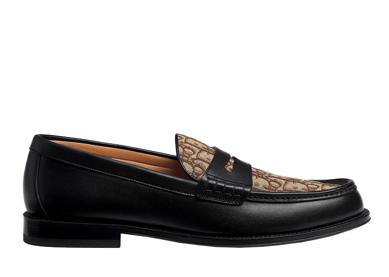 Dior Granville Calfskin Loafer Black Brown Oblique Jacquard
