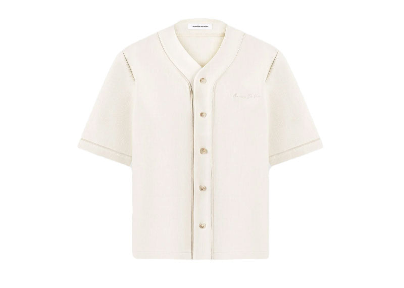 Maniere De Voir Signature Boxy Baseball Shirt Beige