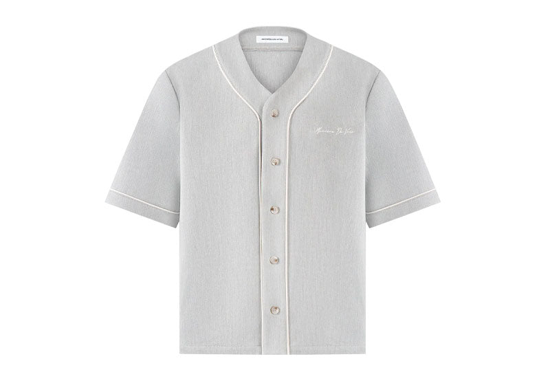Maniere De Voir Signature Boxy Baseball Shirt Grey