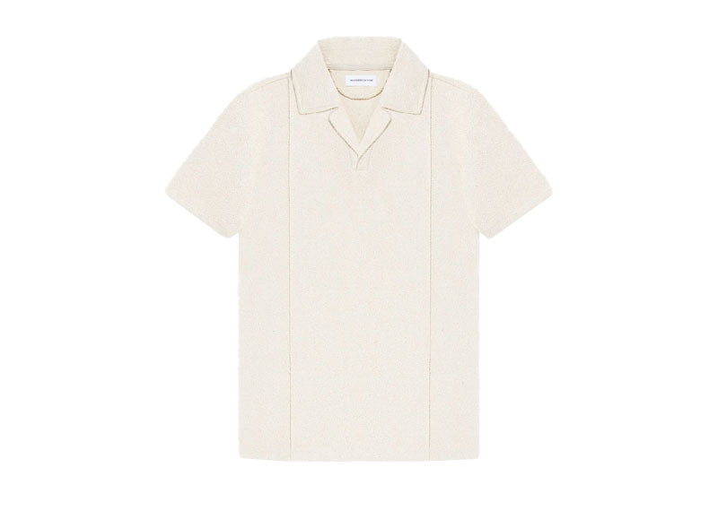 Maniere De Voir Boucle Revere Pintuck Polo Shirt Beige