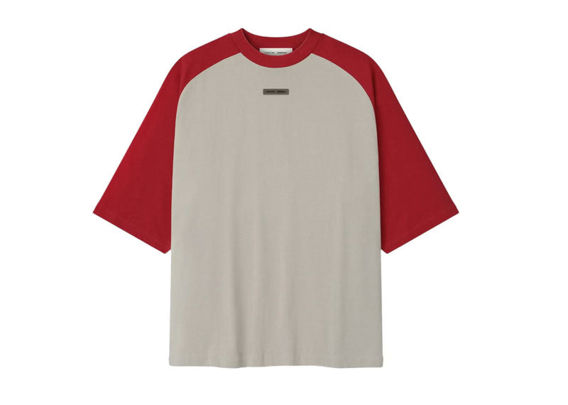 Fear of God Essentials Baseball T-Shirt Smoke Grey/Crimson