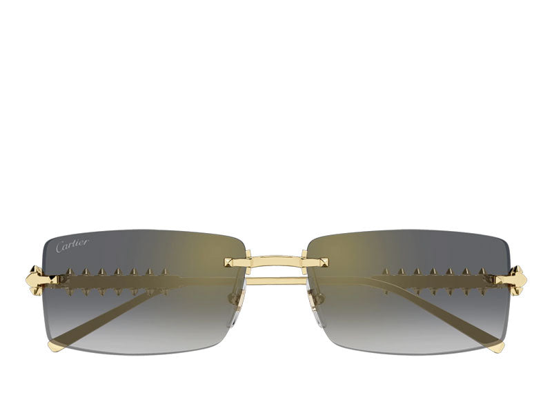 Cartier Side Spike Sunglasses Gold Grey