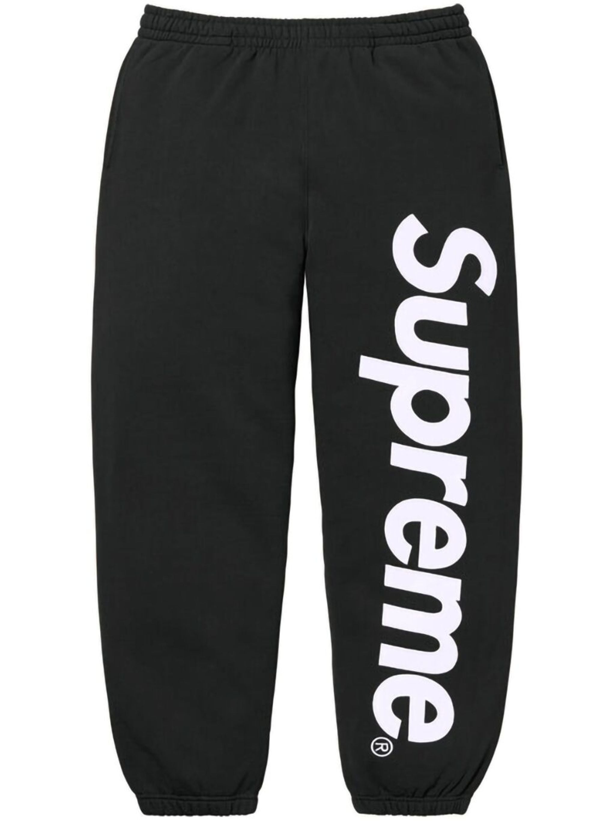 SUPREME Satin-Appliqué Cotton Track Pants Black